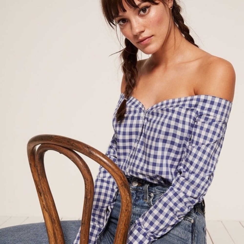 Reformation Blue Julip Gingham Derby Too